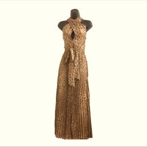 Taylor leopard print pleated maxi dress